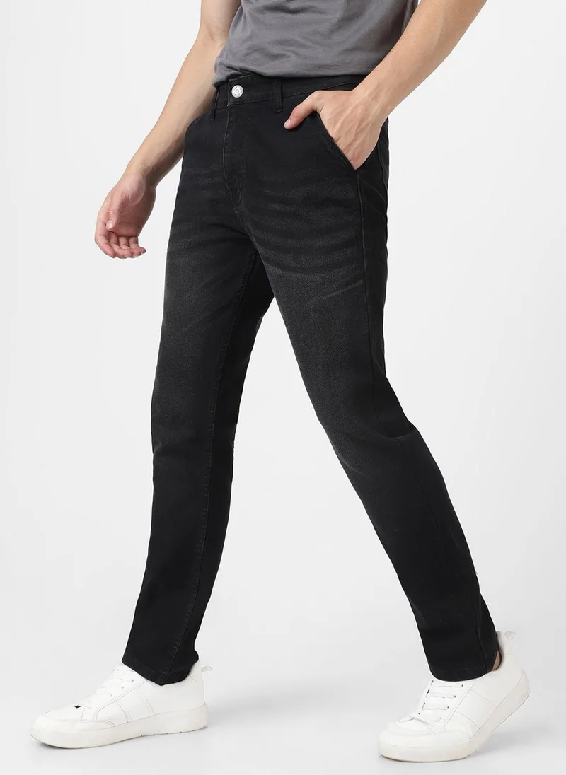 Urbano Fashion Urbano Fashion Men's Black Slim Fit Washed Jeans Stretchable